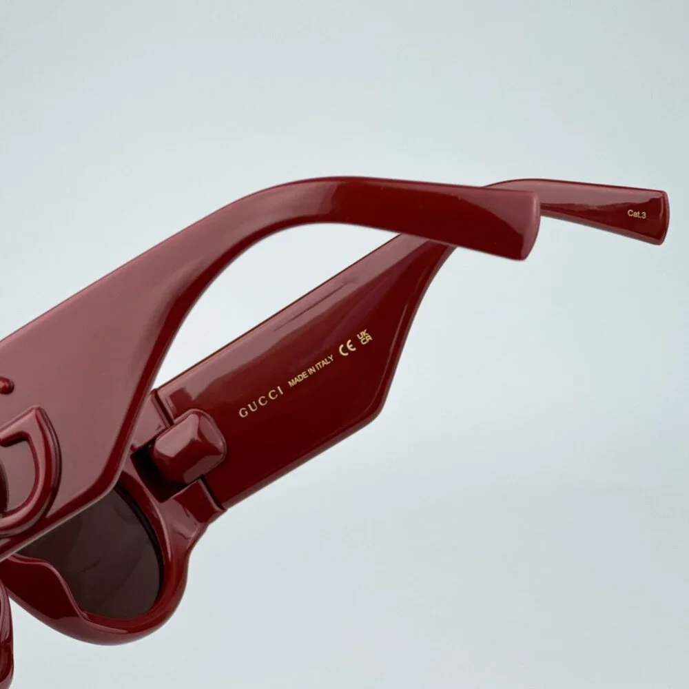 Gucci GG1544S 002 BRAND NEW Sunglasses Burgundy Brown Unisex Oval - Picture 9 of 11